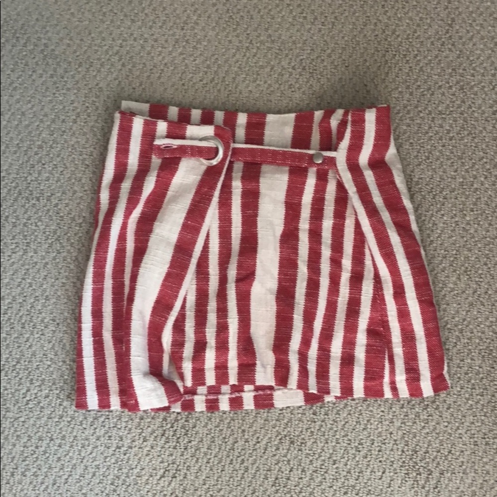 Red and White Striped Free People Skirt